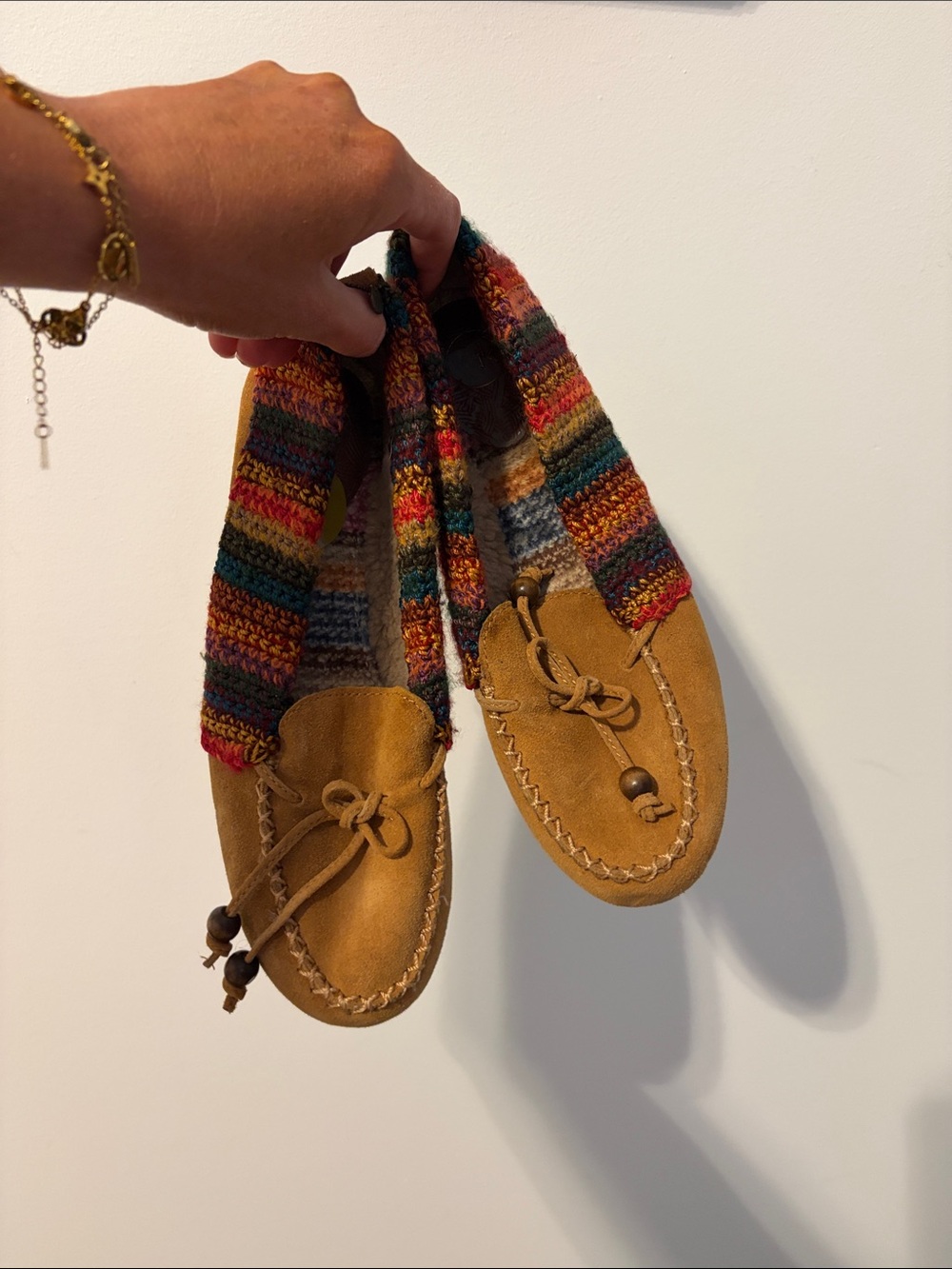 New Tan Multi Color Suede Moccasin